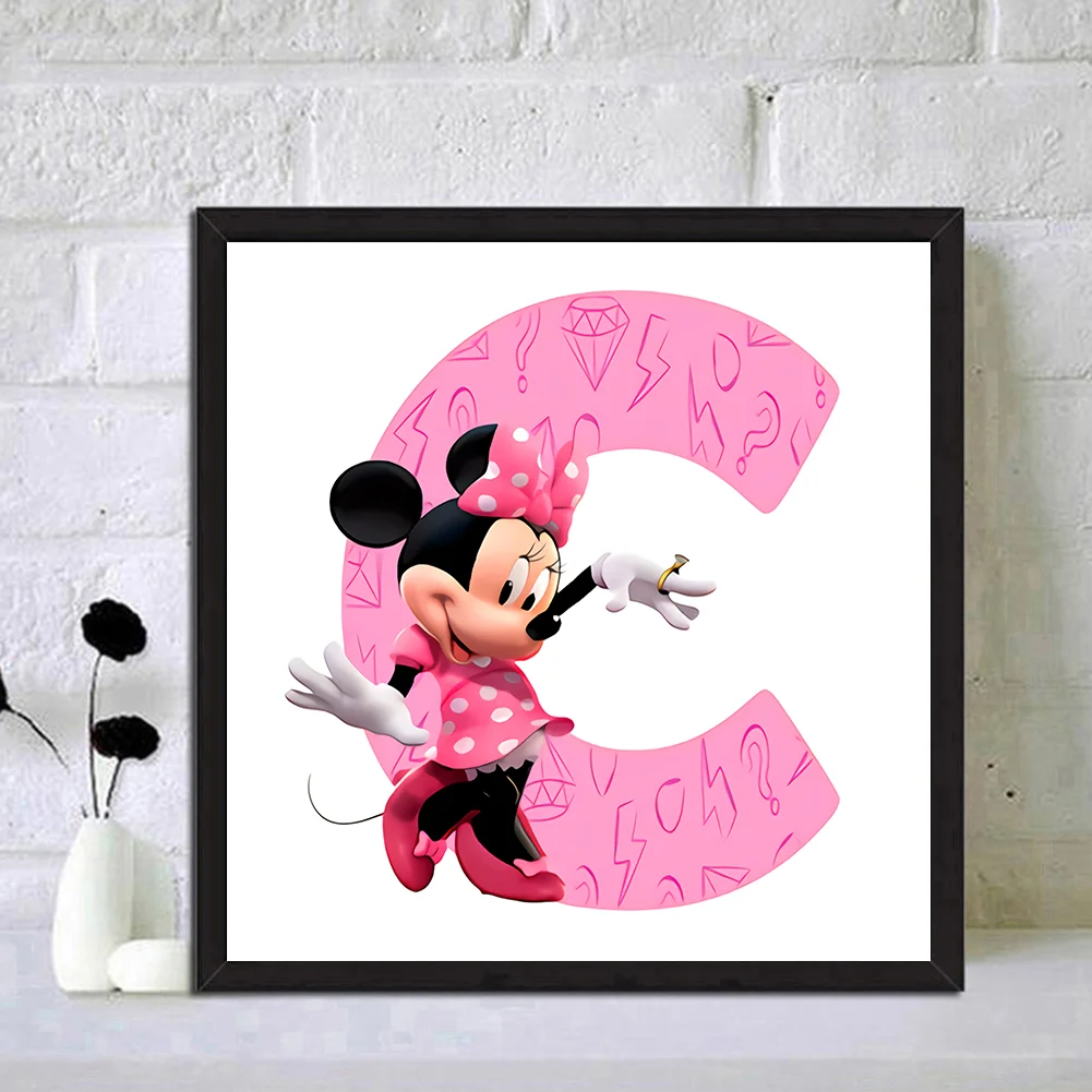 Full Round Diamond Painting 30*30cm - Letter C With Mickey Mouse