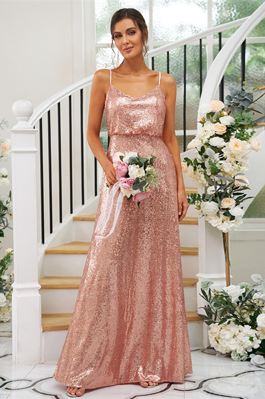 Sequins Drop Back Bridesmaid Dress