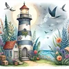 4Pcs/set Diamond Painting-DIY Full Round Drill Lighthouse Cottage(30*30 CM)