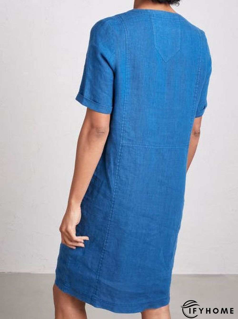 Solid Sweetheart Pockets Short Sleeve Dress | IFYHOME