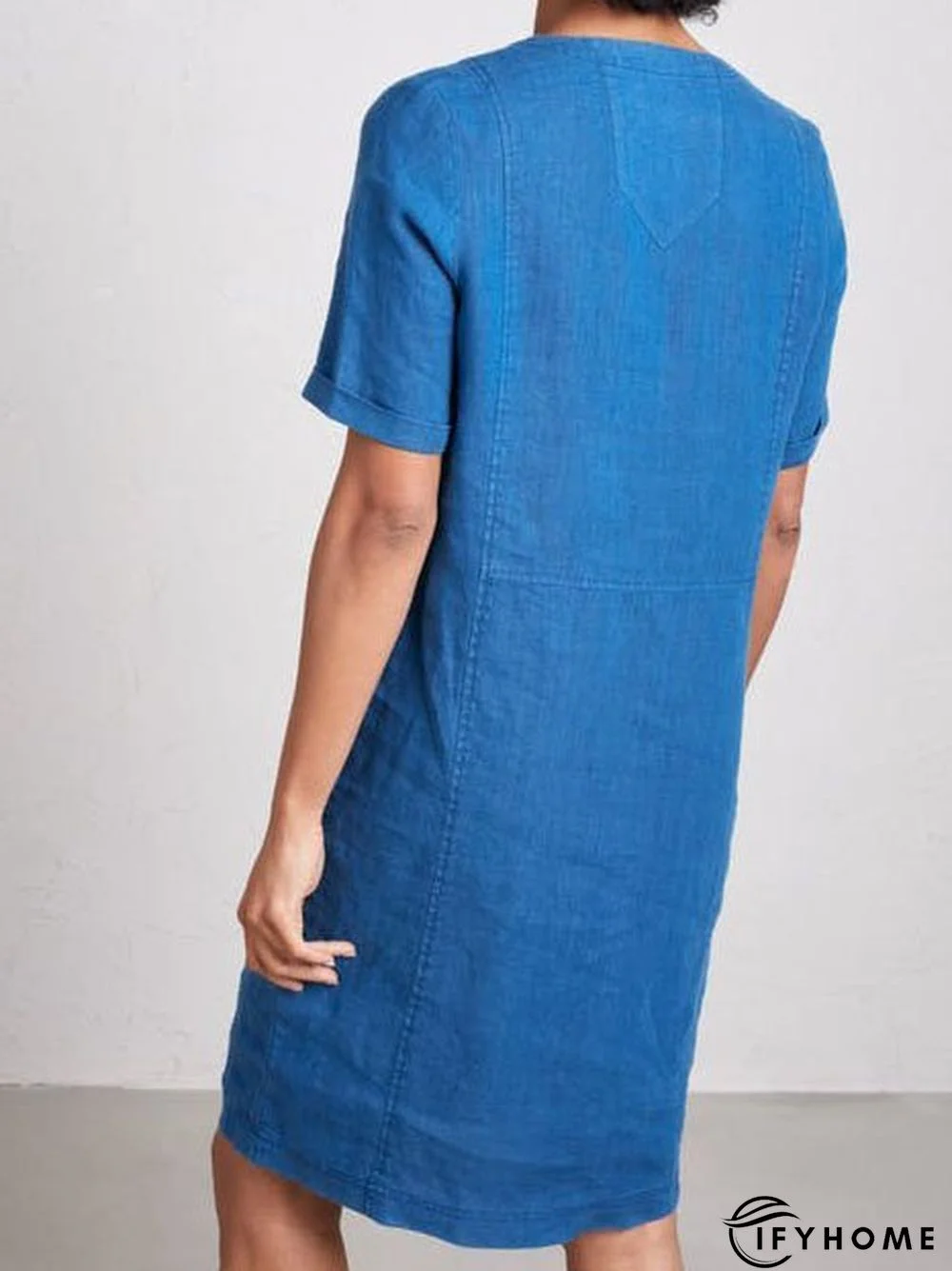 Solid Sweetheart Pockets Short Sleeve Dress | IFYHOME