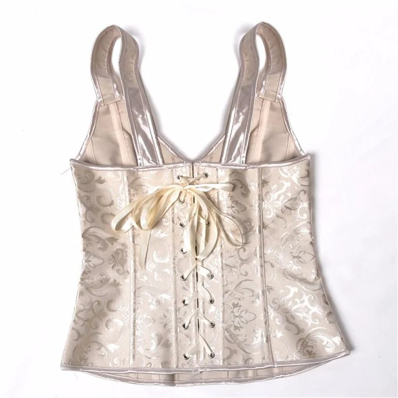 Billionm Sapubonva corset sexy bustier lingerie plus size gothic brocade overbust corset vest top corselet for women zipper black white