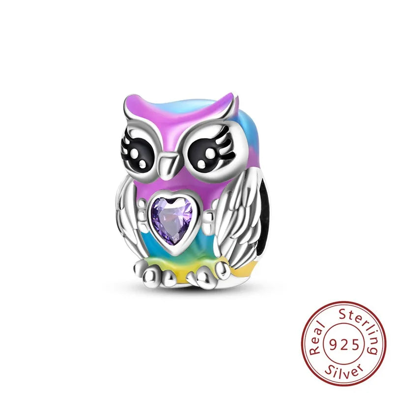 1 Piece 12*11.9mm 925 Sterling Silver Zircon Devil’s Eye Bird Pendant Beads Jewelry Accessories