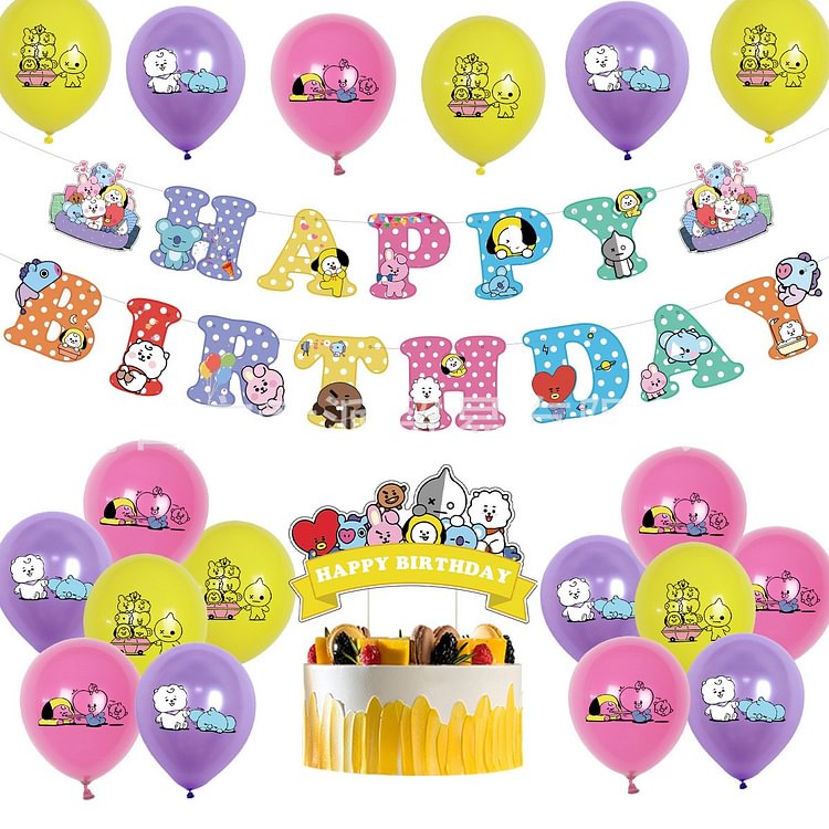 BTS BT21 Birthday Party Colorful Balloons Decorations