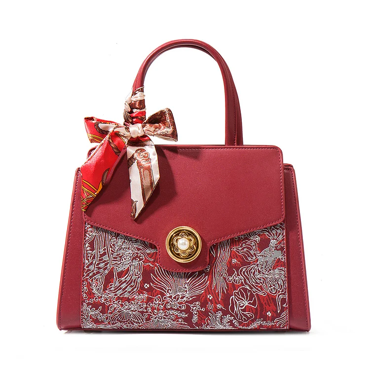 Chinese style red embroidered handbag