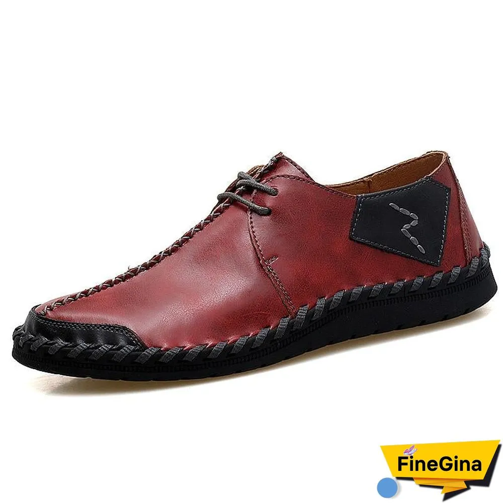 Men Casual Cow Leather Light Comfortable Split Leather Flats Shoes