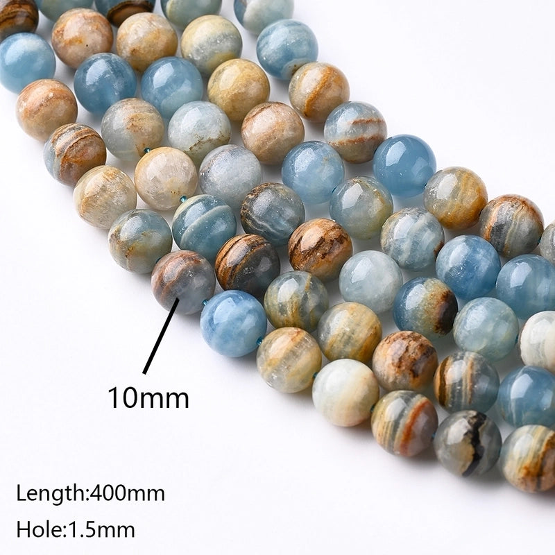 1 Piece 10mm 6mm 8mm Hole Under 1mm Hole 1~1.9mm Natural Stone Calcite Marble Simple Polished Beads