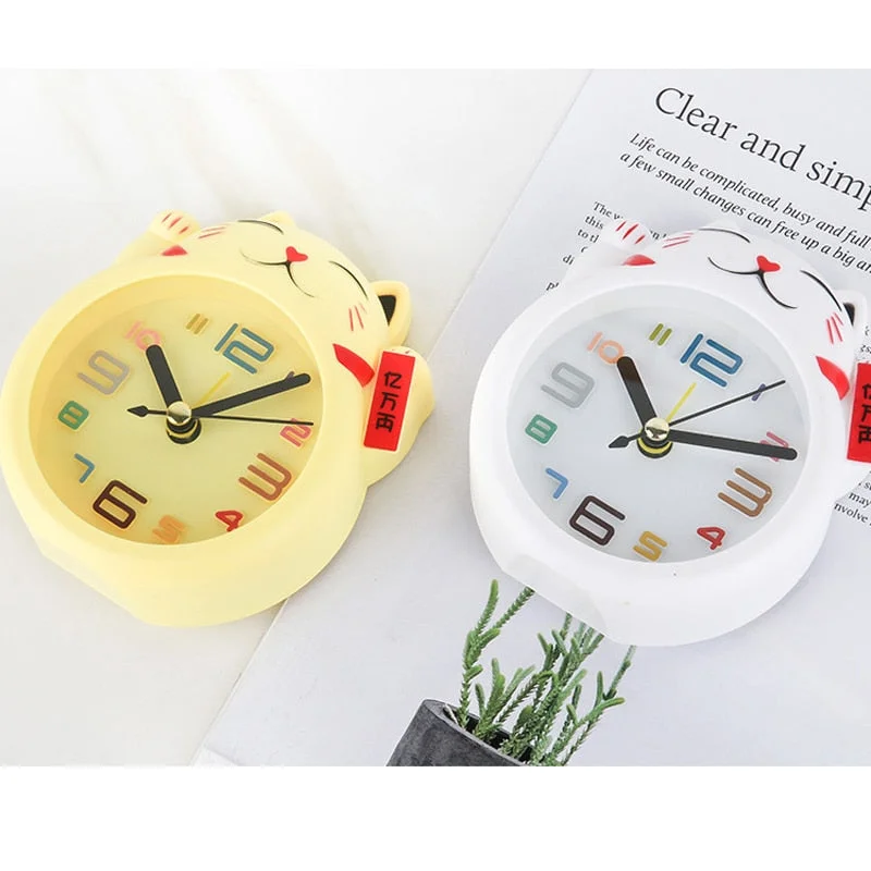Mini Alarm Clock Kids Decorative Bedroom Cute Cat Table Clocks Children Student Plastic Little Cartoon Desktop Watch