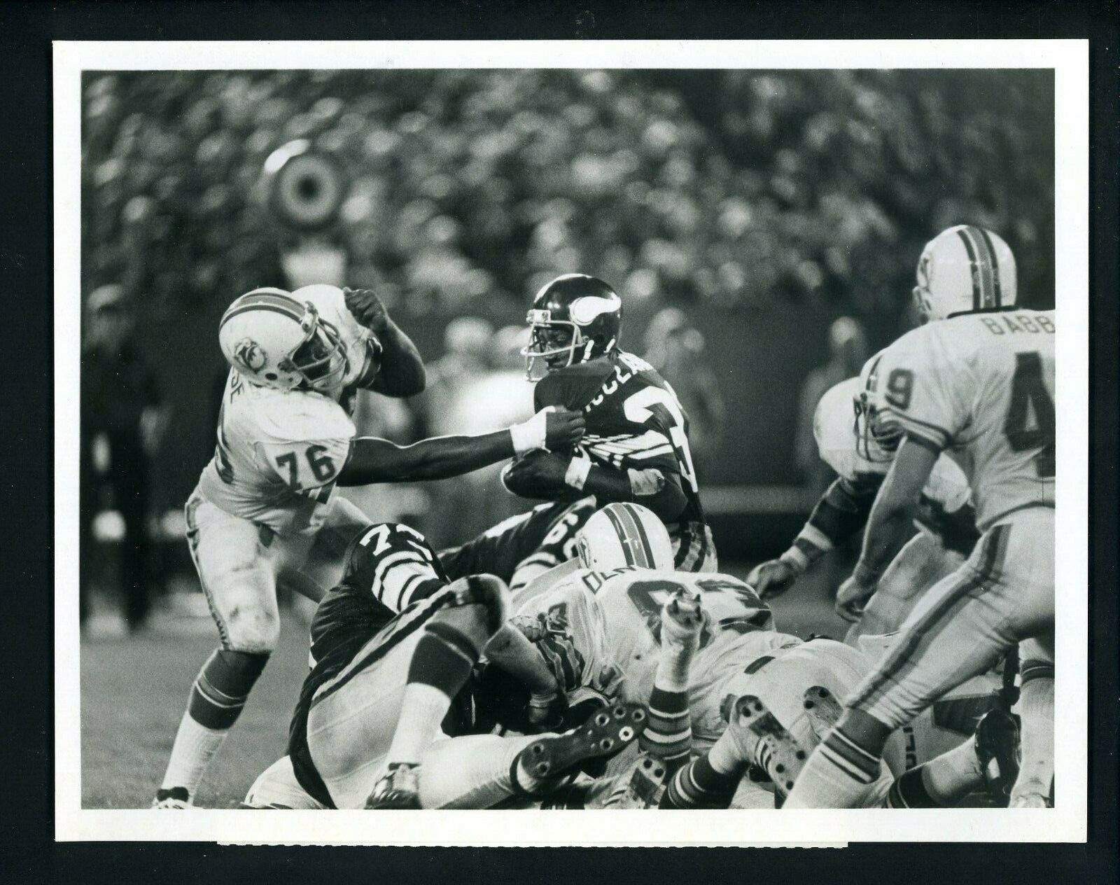 Miami Dolphins Vikings 1977 ABC-TV Press Photo Poster painting Reese Den Herder Brent McClanahan