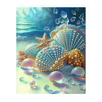 Blue Seashell Tropical - Pearls Painting