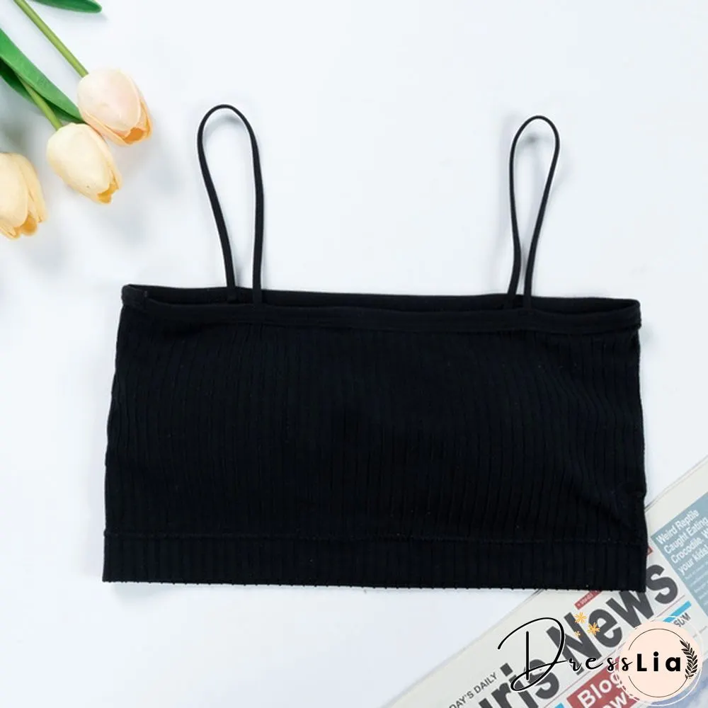 Fashion Womens Sleeveless Striped Bra Padded Tank Tops Spaghetti strap bralette crop top