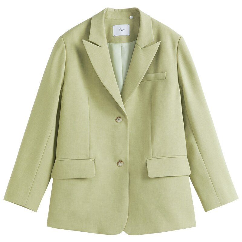 FSLE Office Lady Newly Autumn 2021 Single Breasted Blazer Women Korean Style High-quality Pure Color Casual Suit Coats