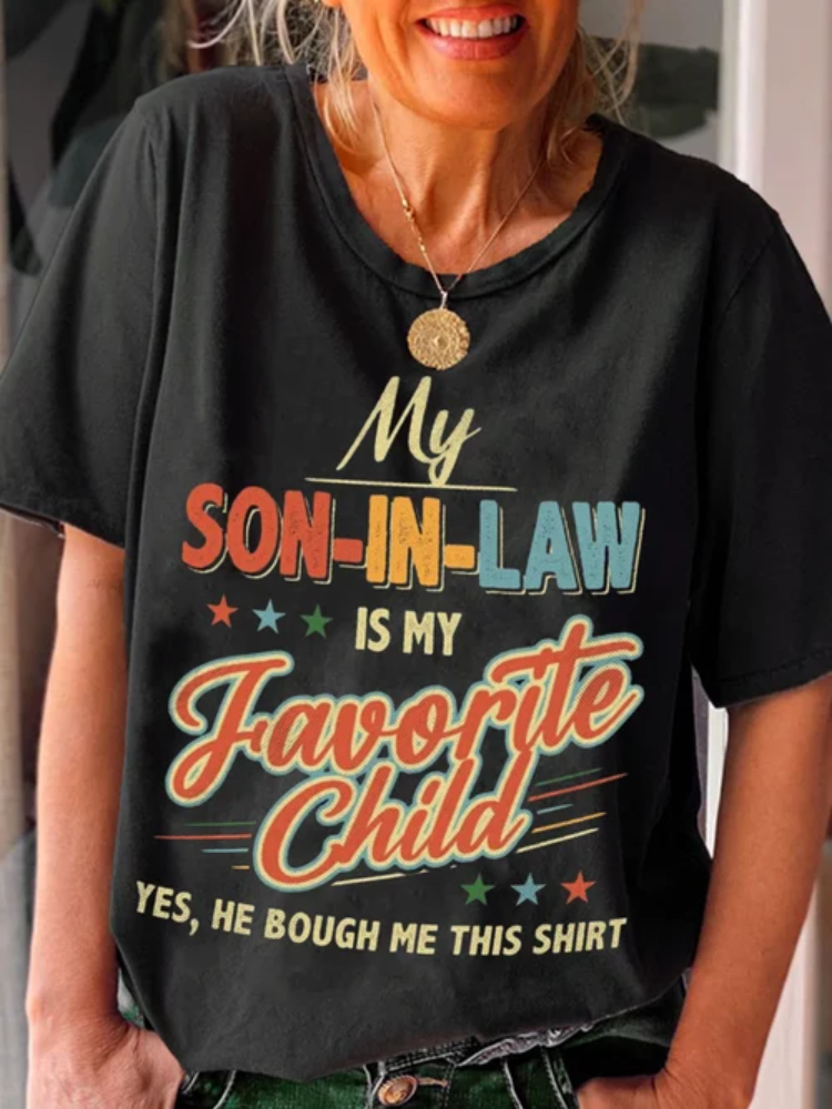 VChics Women's My Son-In-Law Is My Favorite Child Print Casual T-Shirt