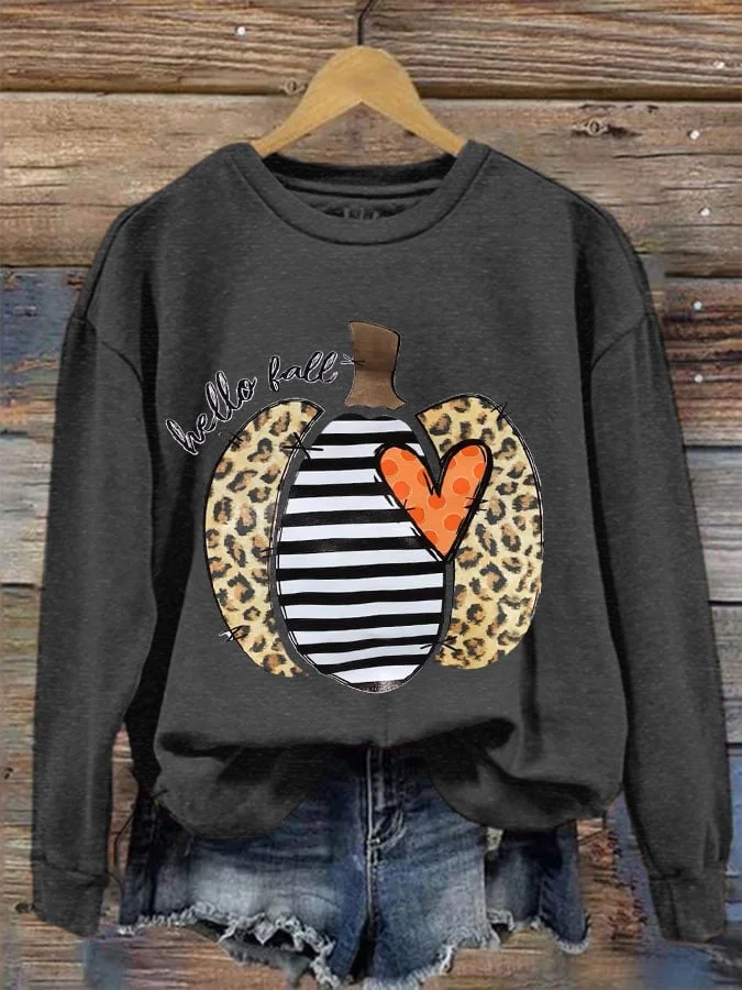 Women's Fall Pumpkin Print Sweatshirt