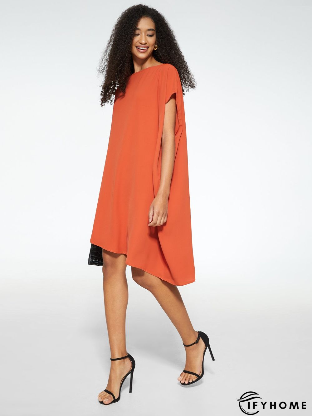 Simple Loosen Solid Cap Sleeve Knee Dress | IFYHOME
