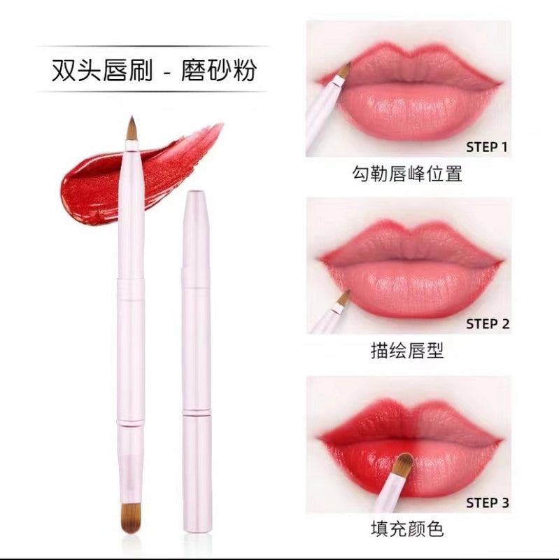 Retractable Lip Brush Double Head With Cover Concealer Makeup Brush Lipstick Brush Portable Lip Brush Multifunctional Makeup Tool