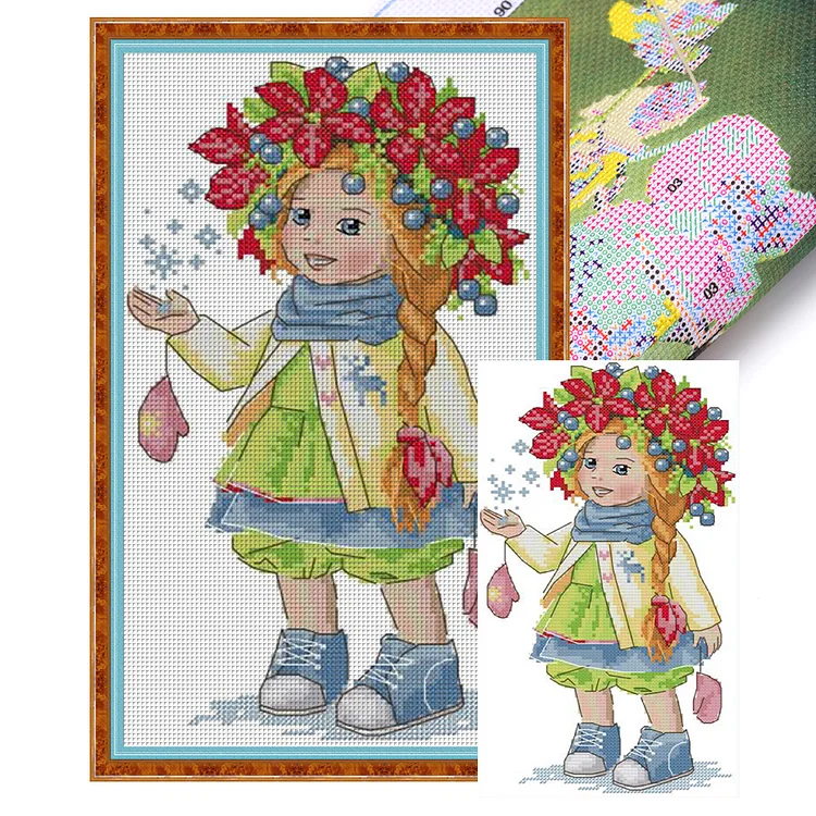 Joy Sunday Four Seasons Girl - Printed Cross Stitch 14CT