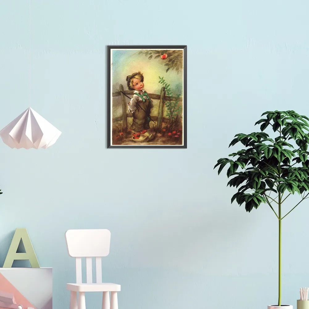 Full Round Diamond Painting 30*40cm - Retro Poster Kids