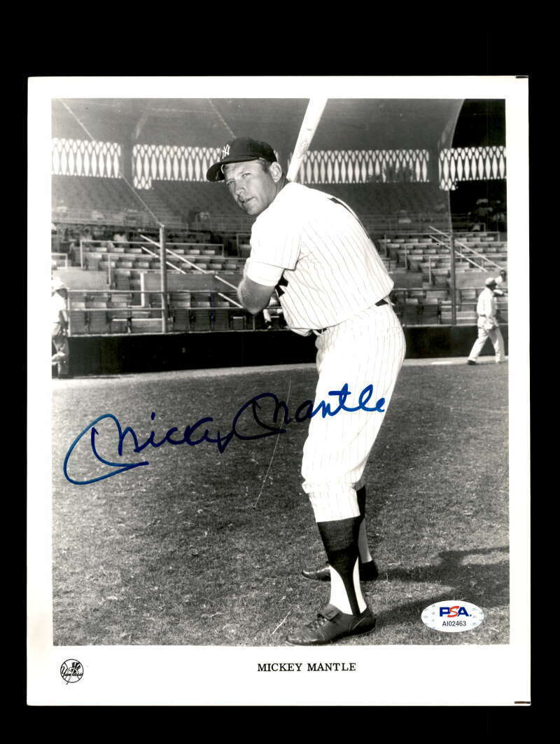 Mickey Mantle PSA DNA Coa Hand Signed 8x10 Yankees Photo Poster painting Autograph