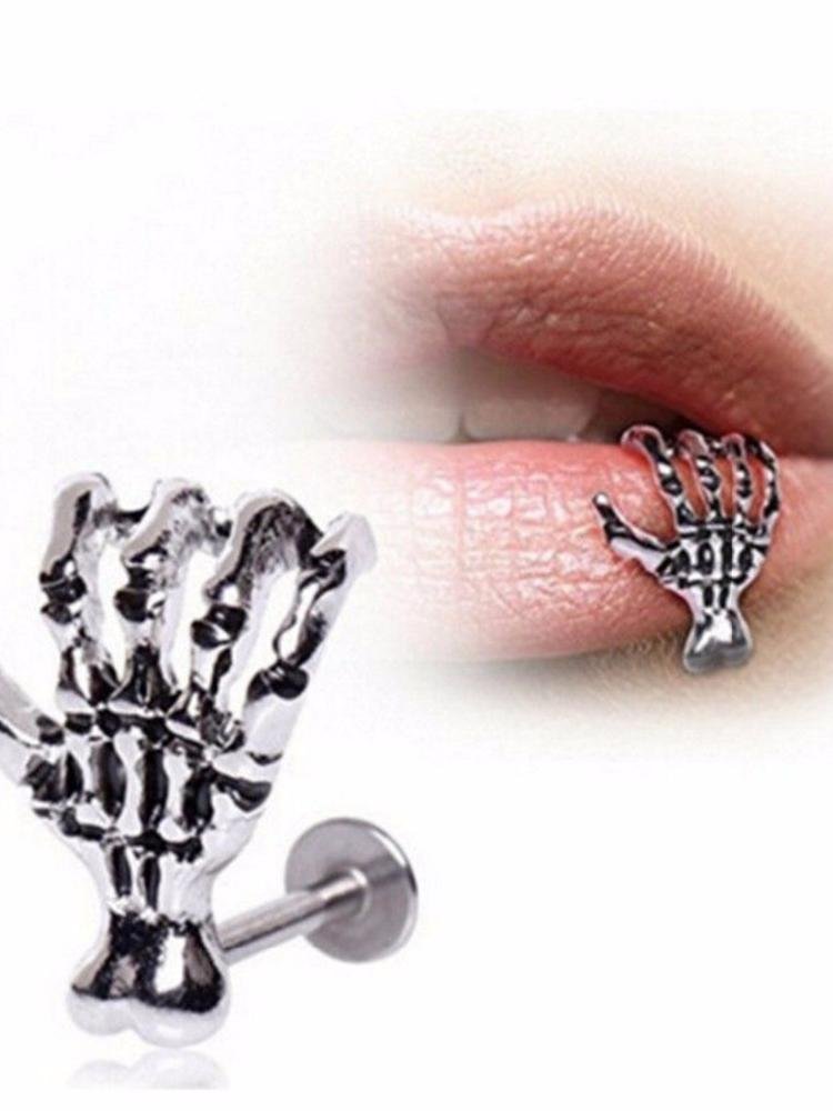 Unique Skull Hand Lip Piercing Jewelry Punk Labret Piercing