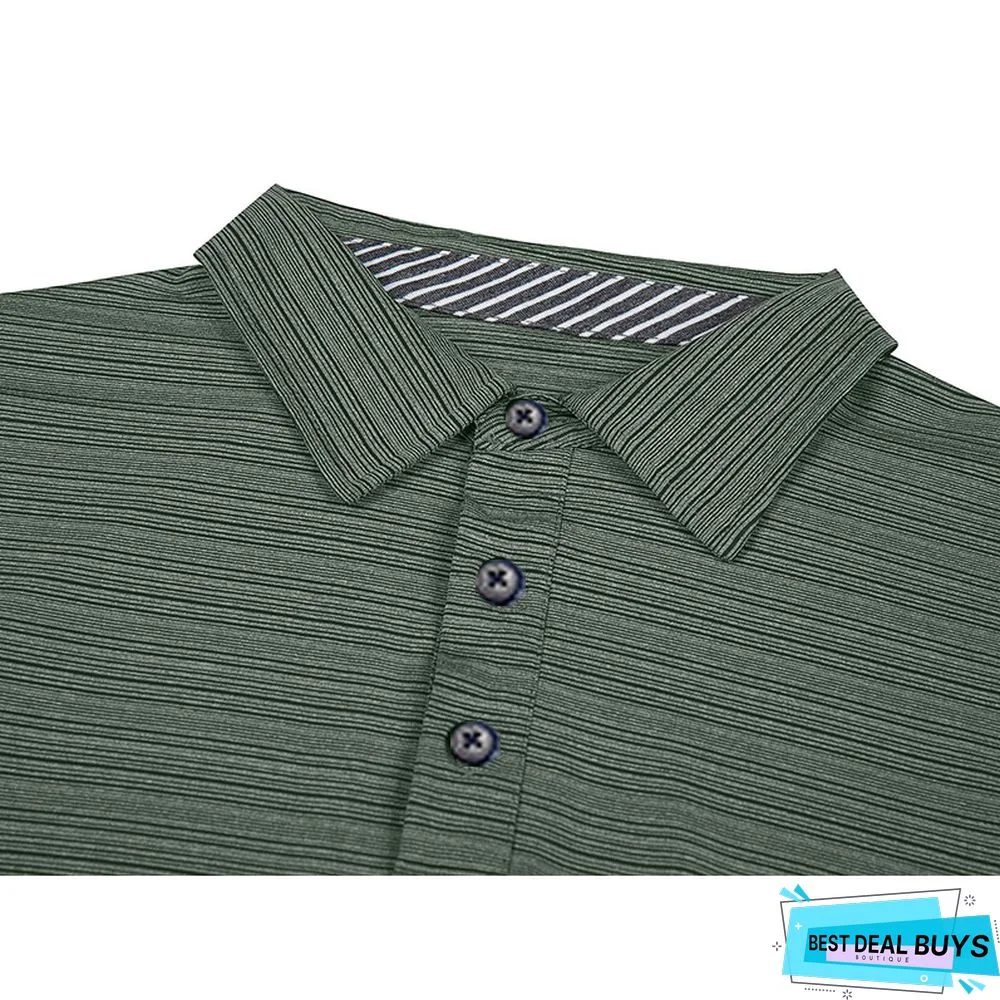 Men's Long Sleeve Striped Polo Shirt Men's Fall Winter Lapel T-Shirt Campaign