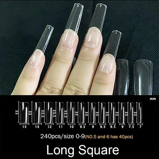 240pcs Gelly Tips Soft Gel Nail Extension Tips Full Cover Pre-shaped Sculpted Long Coffin Stiletto False Tip Quick Building Mold-Nail Inspo