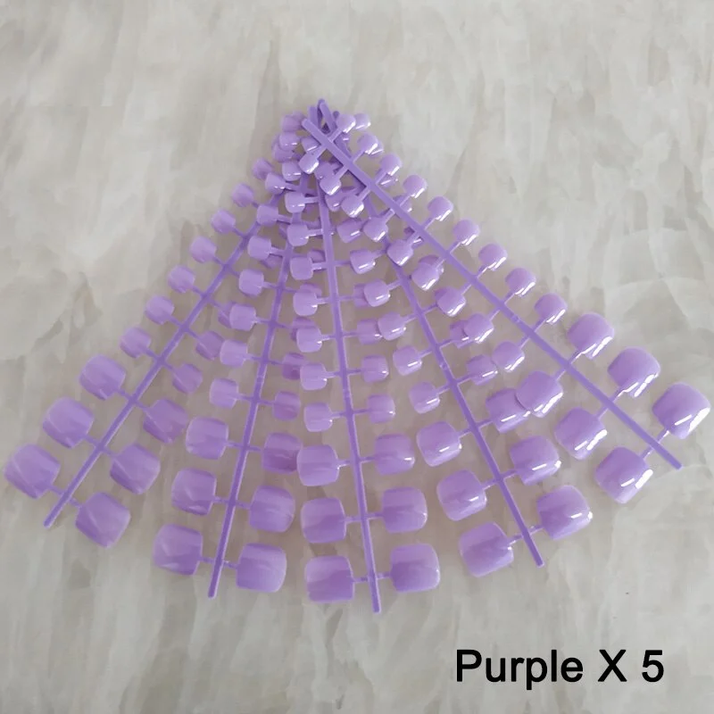 Nail Adhesives Included 5 Sets/bag Toe Short False Nail Tips Candy Color Toe Nails Full Cover Foot Fake Nails Art Tips-Nail Inspo