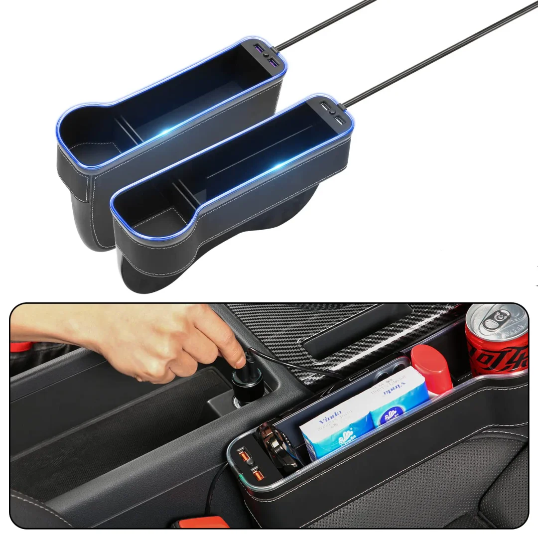 Car seat gap luminous storage box
