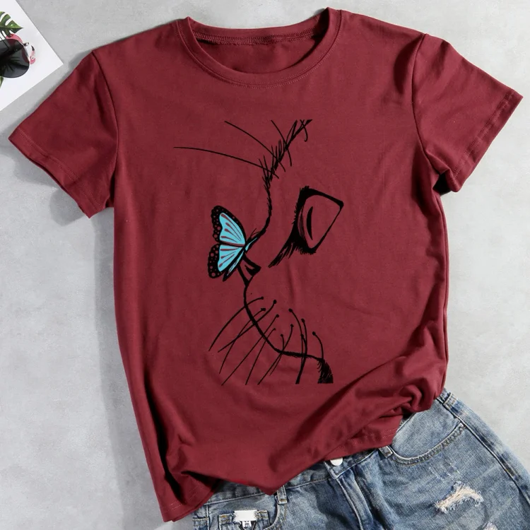 PSL - Boop! Butterfly on a kitten nose  T-shirt Tee -012547