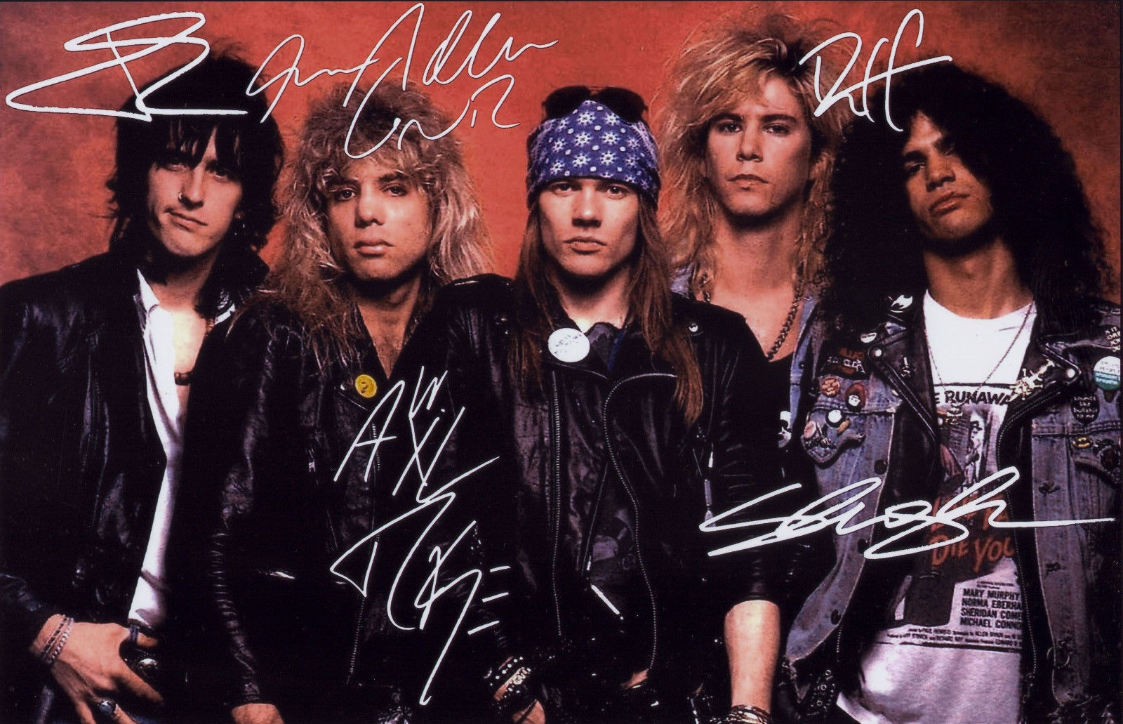 GUNS N ROSES ENTIRE GROUP AUTOGRAPH SIGNED PP Photo Poster painting POSTER