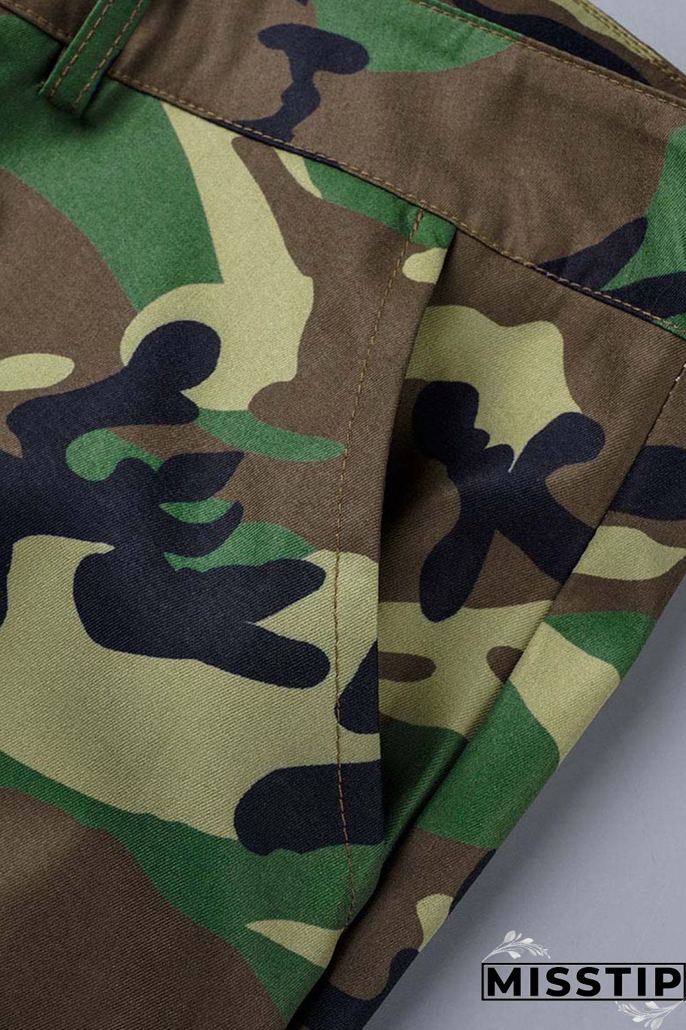 Camouflage Casual Street Camouflage Print Patchwork Plus Size