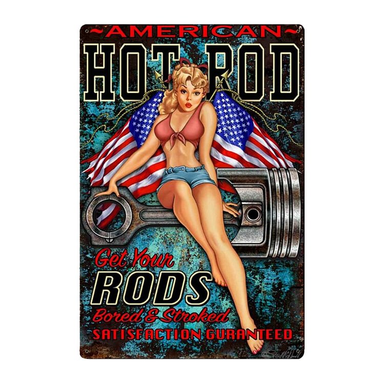 Sexy Hot Rod Pin Up Girls - Vintage Tin Signs/Wooden Signs - 8*12Inch/12*16Inch