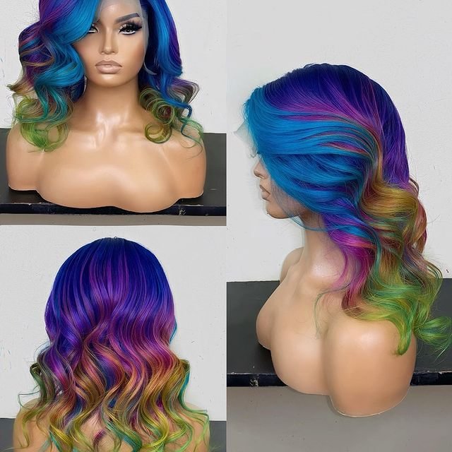 Zaesvini Hair® | (🔥HOT) PRUPLE MIX BLUE RAINBOW COLOR  LACE WIGS SUPER SUPPLE Zaesvini