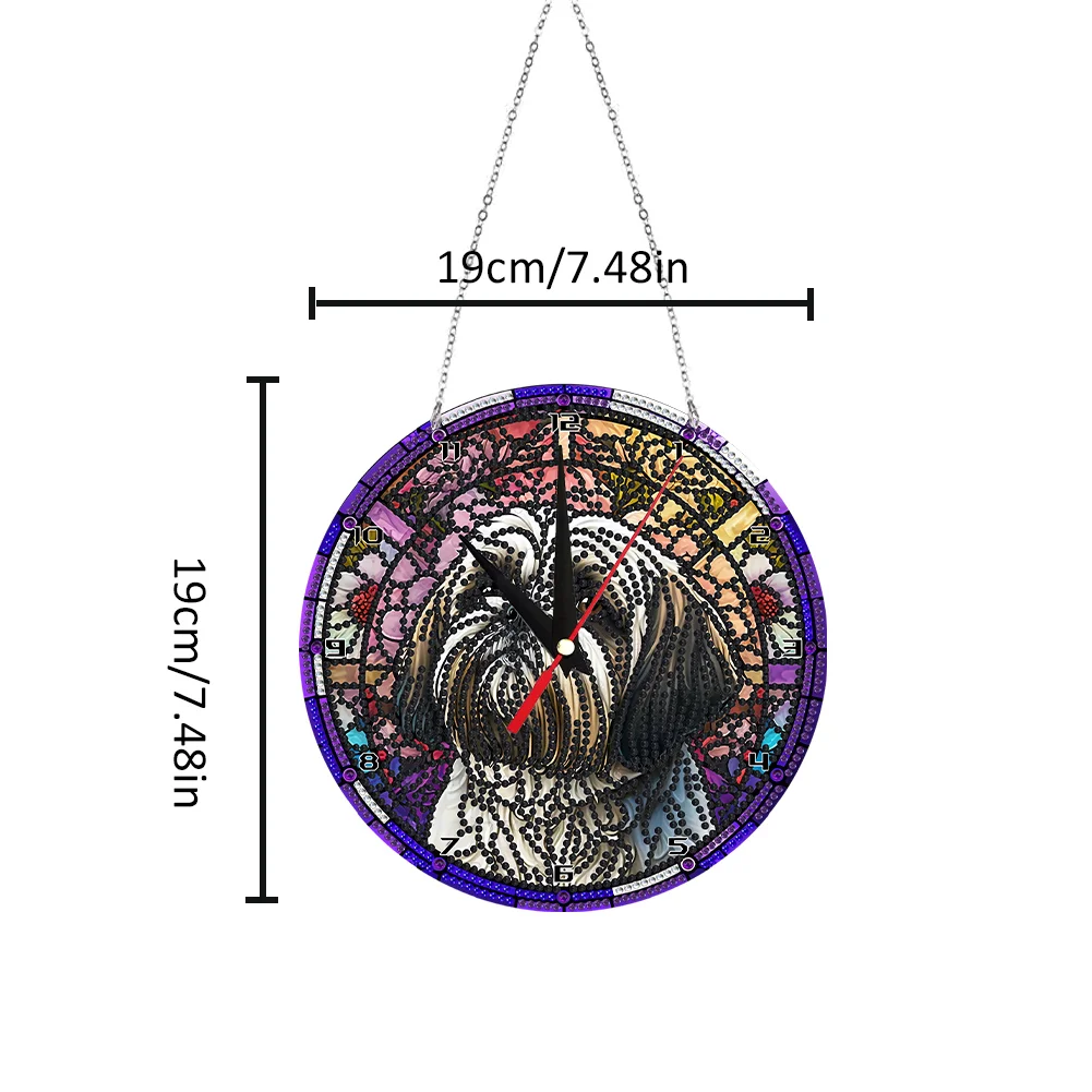 DIY Dog Diamond Painting Clock Acrylic Sticky Mosaic Clock for Home Decor