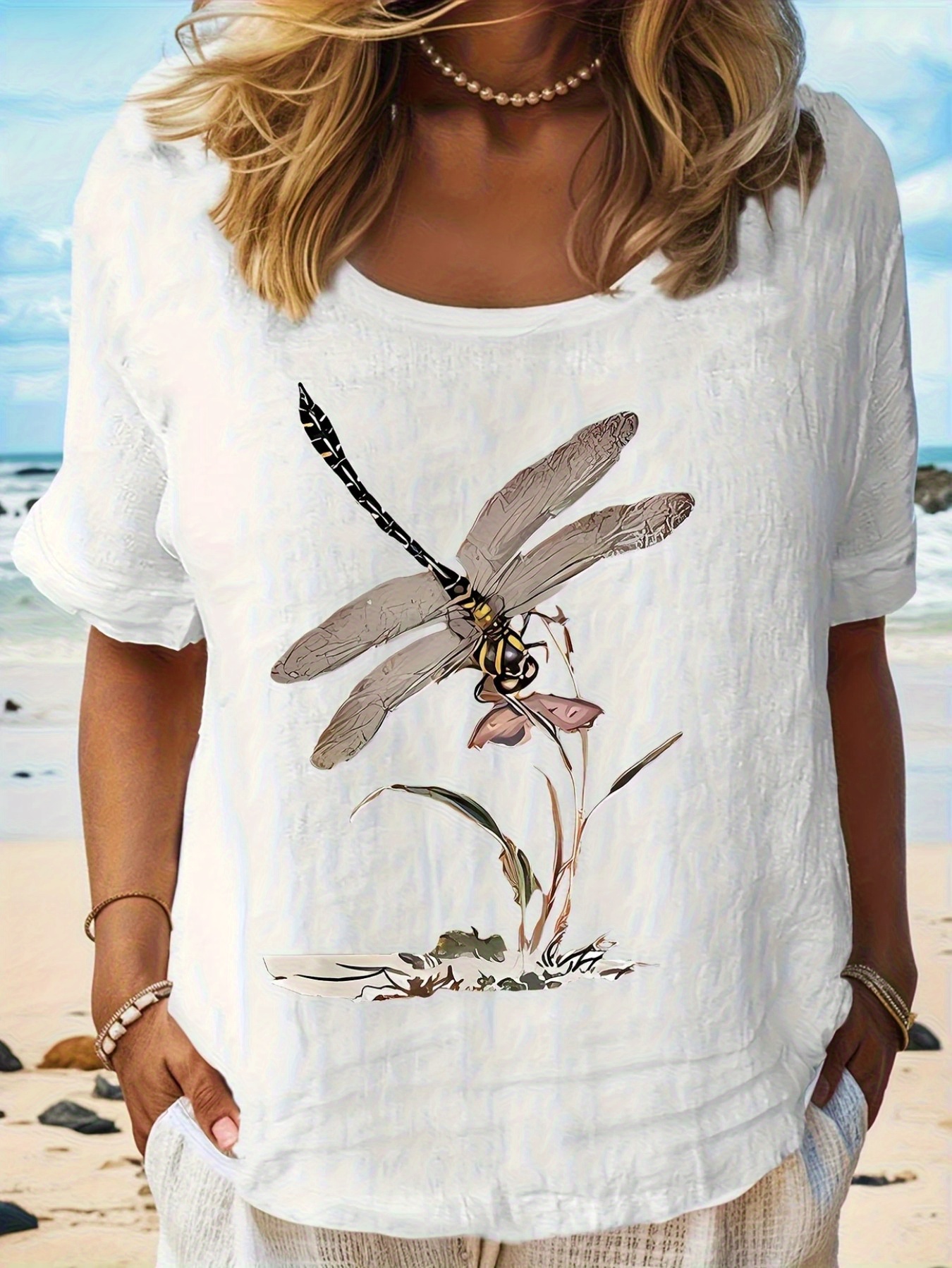 Letter Pattern Printed Fashionable Women's T-Shirt - Comfortable And Easy Round Neck Suitable For Spring And Summer, Elegant And Casual Top, 100% Pure Top, Elegant Party Must-Have For Summer | IFYHOME