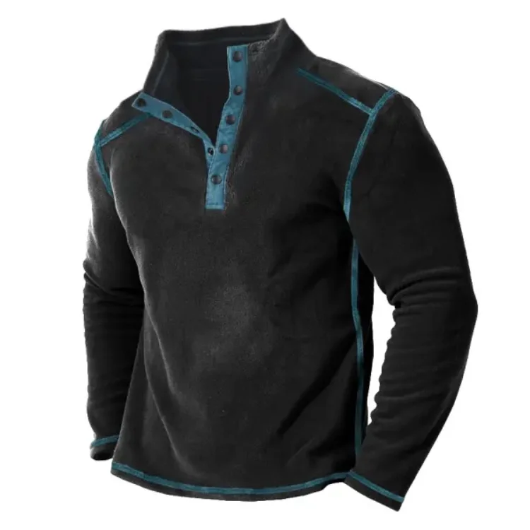 Comstylish Men's Old Standing Collar Outdoor Warm Sweatshirt