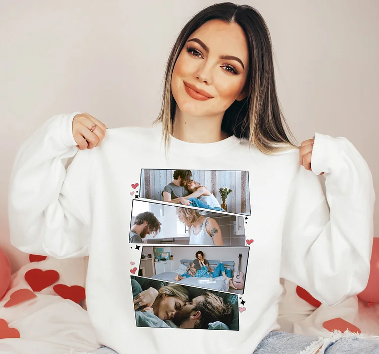 Custom Couple Sweatshirts from Photos,Photo Printing Sweatshirt Hoodie, Valentines Day Gift Valentines