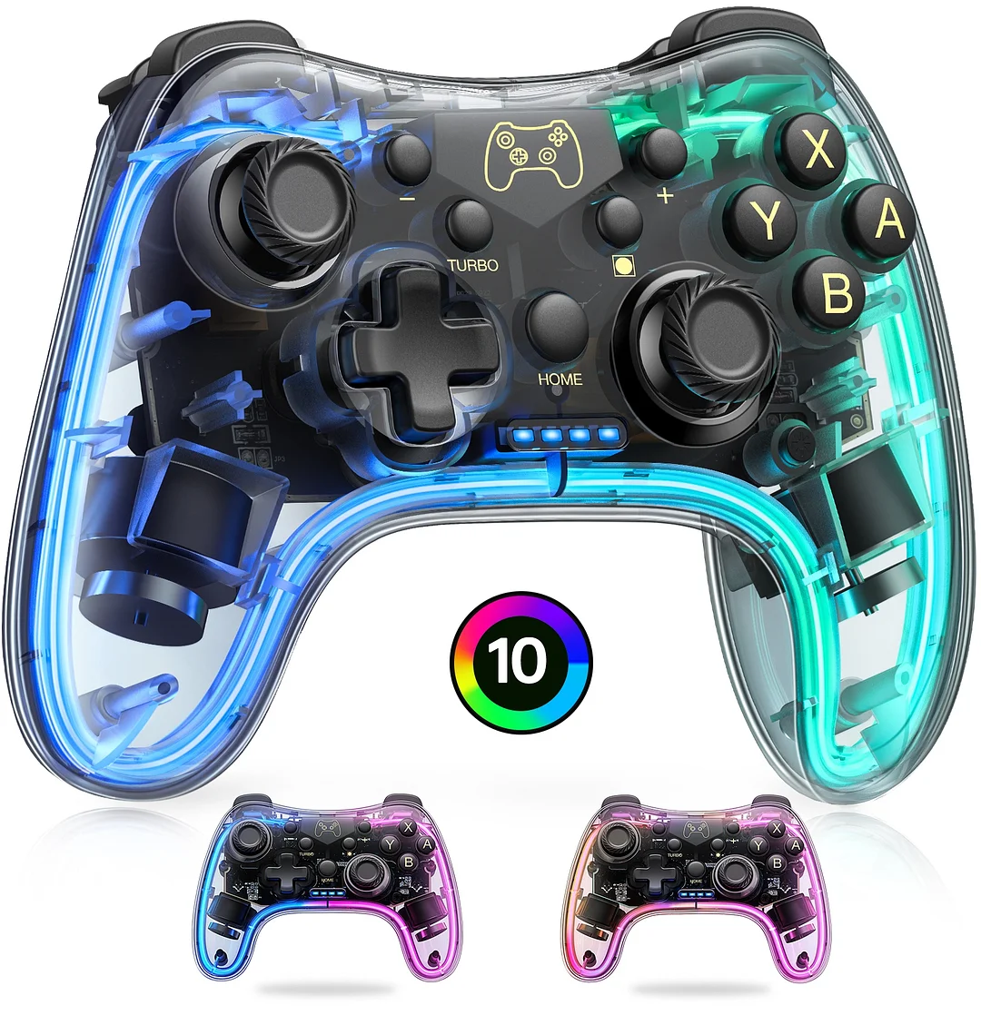 DinoFire Switch Controllers for Nintendo Switch/Switch Lite/Switch OLED Controller with RGB Colour LED