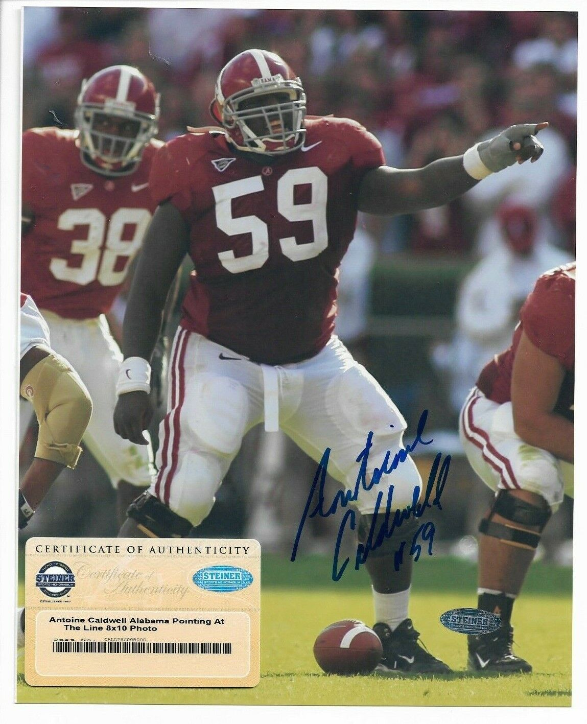 Alabama Crimson Tide ~ Antoine Caldwell ~ Signed Football 8x10 Photo Poster painting Steiner COA