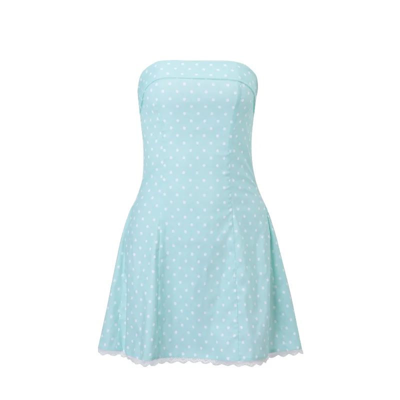 Uveng Uveng Women's Summer 2024 New Fashion Sexy Pure Desire Hot Girl A Word Collar Strapless Temperament Dress