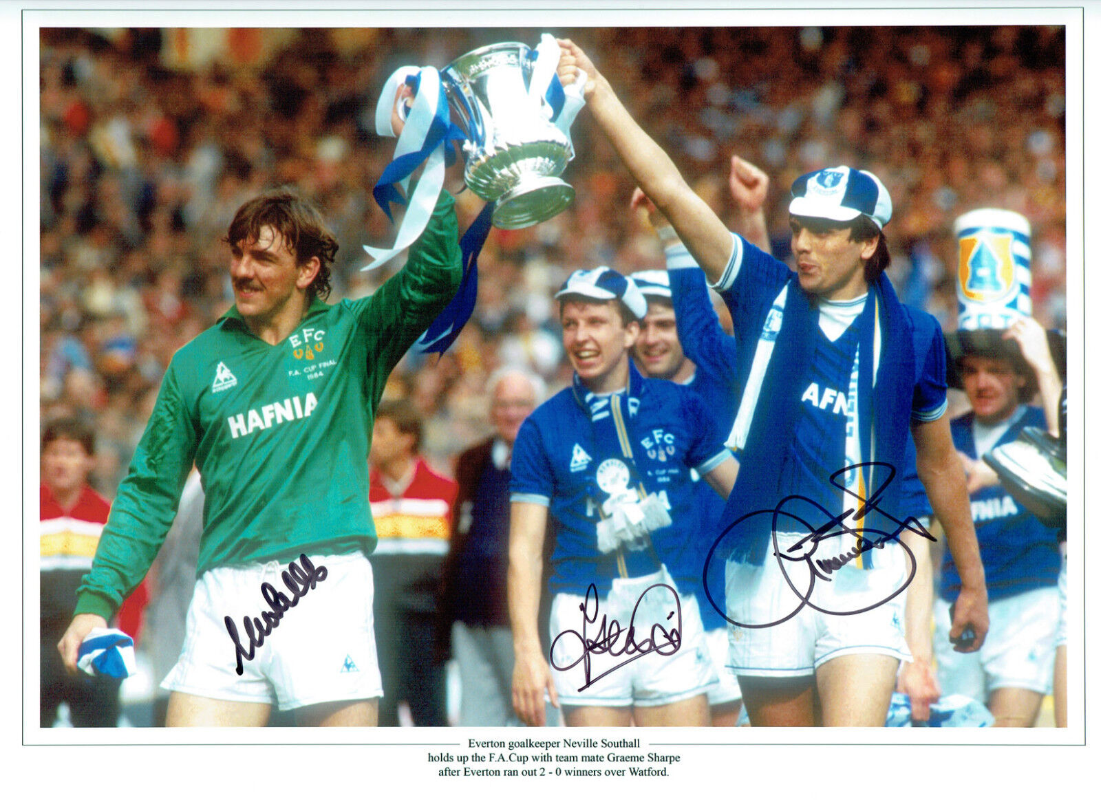 Neville SOUTHALL Graeme SHARP Trevor STEVEN Signed EVERTON Photo Poster painting AFTAL RD COA