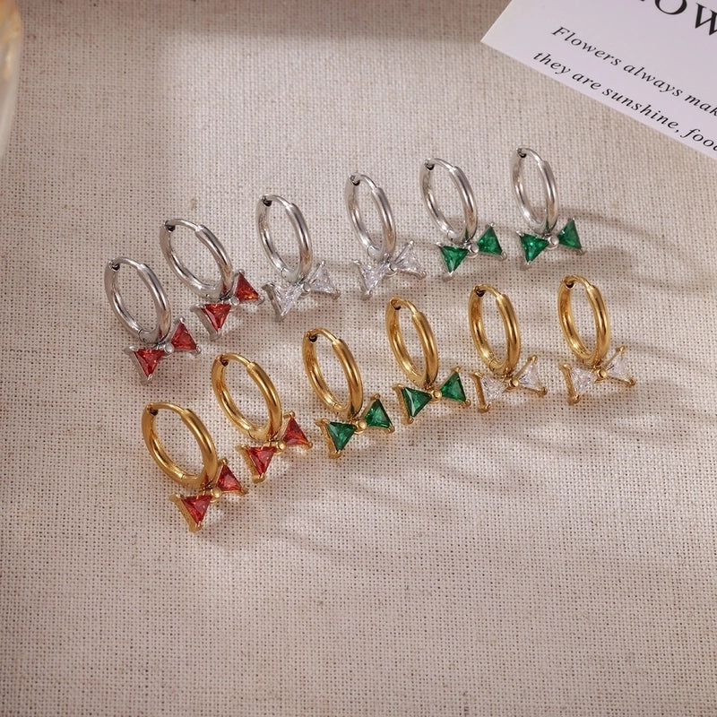 1 Pair Sweet Commute Bow Knot Inlay 304 Stainless Steel Zircon White Gold Plated Gold Plated Stainless Steel Earrings