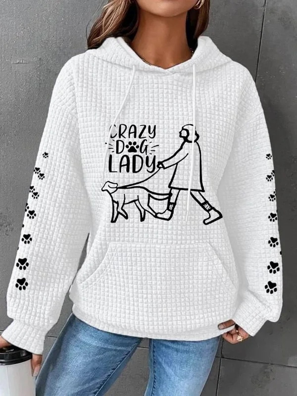 Women's Crazy Dog Lady Casual Waffle Hoodie