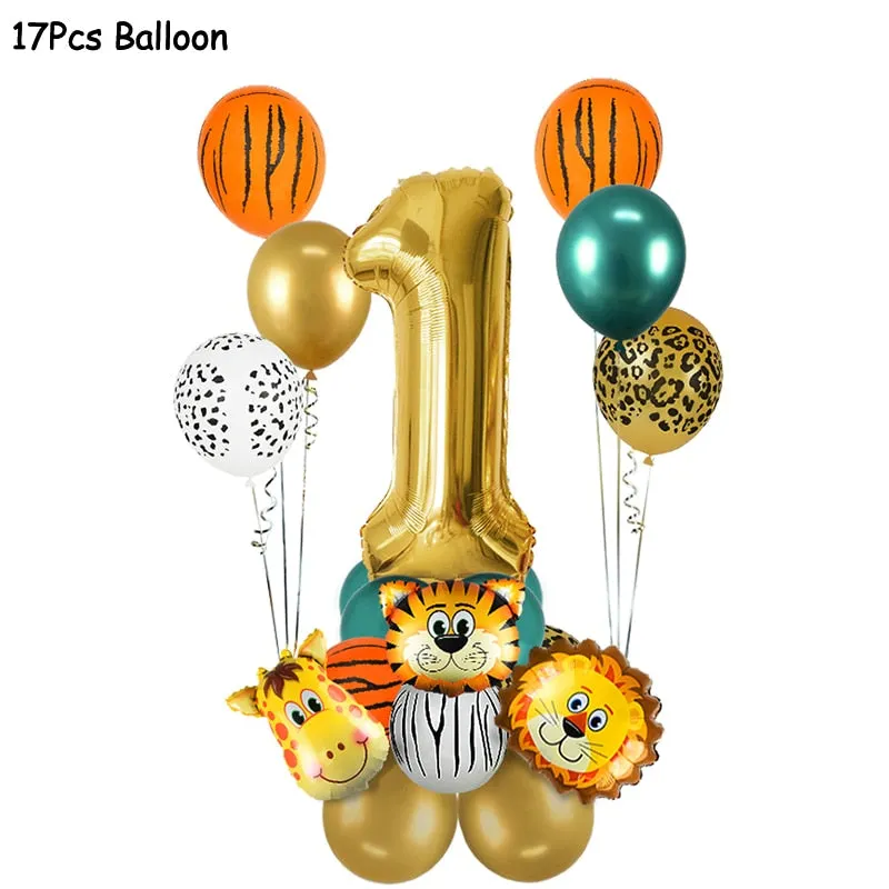 Wild One Jungle Party Animal Balloons Disposable Tableware Kids 1st Forest Safari Birthday Party Decoration Baby Shower Supplies