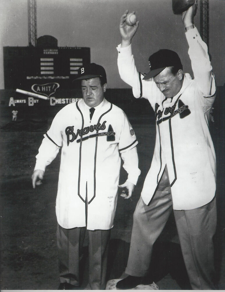 Who's On First 8x10  Photo Poster painting with Abbott and Costello in Boston Braves uniforms