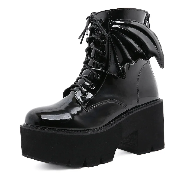 Angel Wing Ankle Chunky Boots