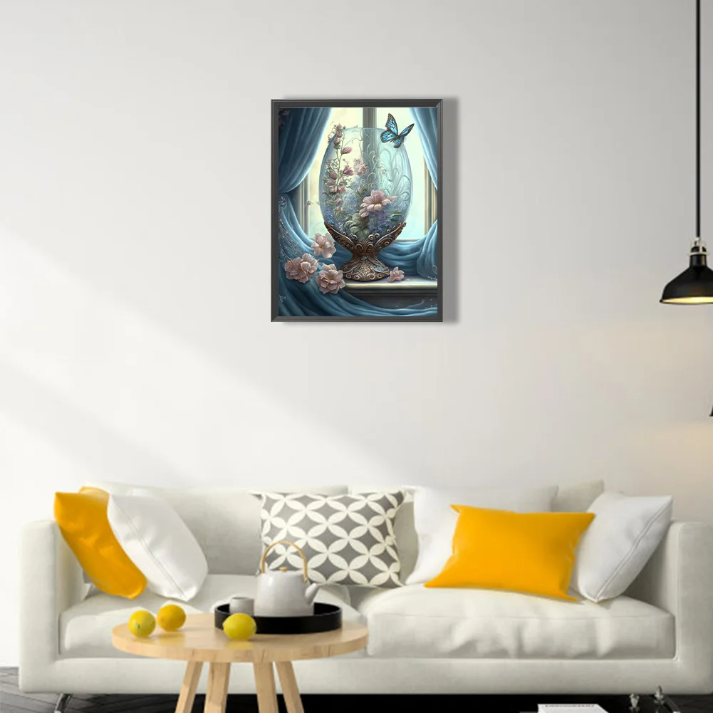 Diamond Painting - Full Square Drill - Flower Butterfly Cup(Canvas|30*40cm)