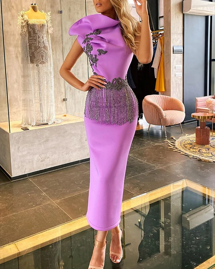 Women's Sleeveless Sequined Tassel Dress