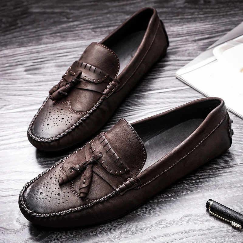 All-match Nubuck Leather Tassel Casual Soft-soled Loafers