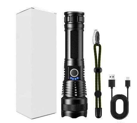 Rechargeable Flash Light Flashlights High Lumens, 200000 Lumens Super Bright LED Tactical Flashlight, 5 Modes IPX6 Waterproof, Powerful Handheld Flashlights for Camping Emergency Outdoor